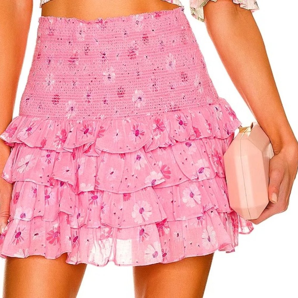 Loveshack Fancy Yorkie Mini Skirt Coral Blaze XS NWOT